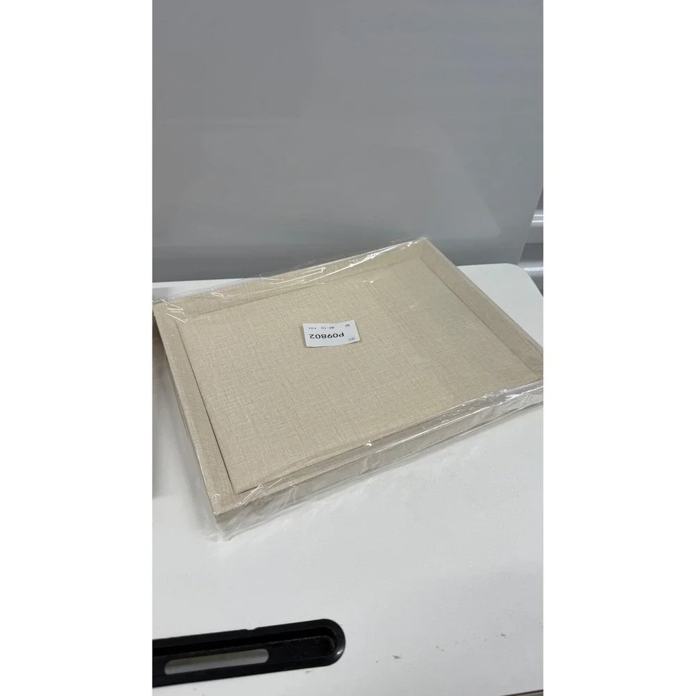 Linen Jewelry Display Tray Beige Stackable Organizer Showcase P09802